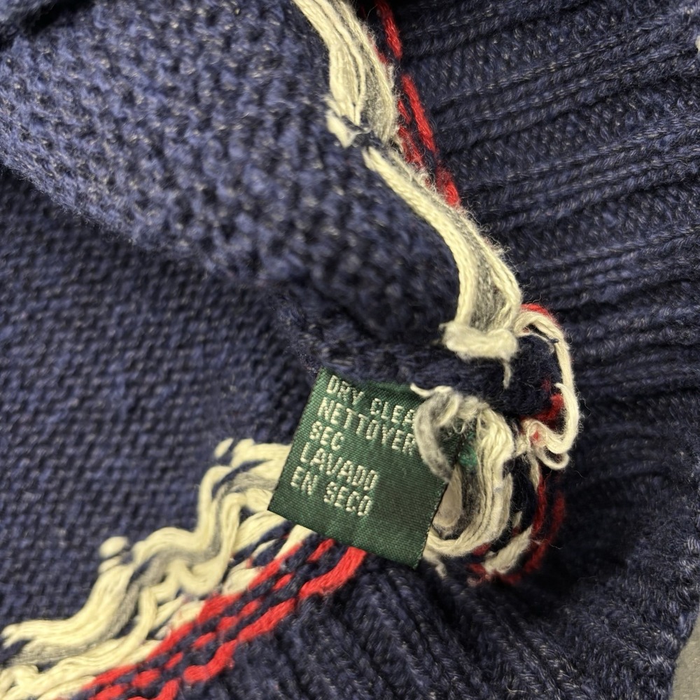 Lauren Ralph Lauren Navy Ski Jumper Sweater with Red, Cream, Gray, Brown Accents - Picture 11 of 16